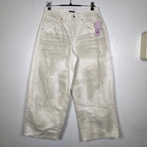 Wild Fable Women's Wide-Leg Off-White Cotton Pockets Pants Size 4